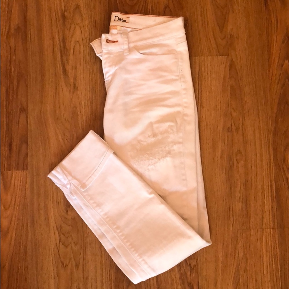 Distressed Skinny White Jeans